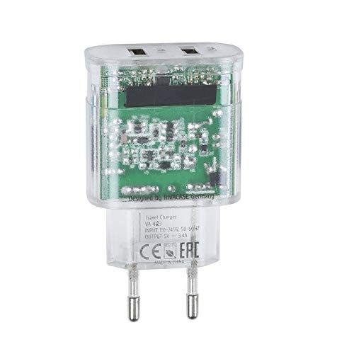 Rivacase VA4125 TD2 EN Ladegerät für Mobiltelefone, innen transparent – Ladegerät für Mobiltelefone (innen, Netz, 5 V, 1,2 m, transparent)
