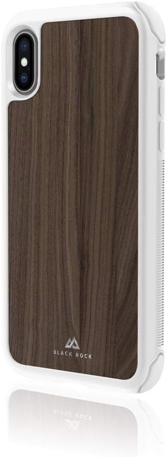 Black Rock"Robust Real Wood" Protective Case for Apple iPhone Xs - Plastic and Wood - Ideal for Outdoor and/or Sports Activities - 180 Degree Protection - Walnut/White