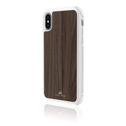 Black Rock"Robust Real Wood" Protective Case for Apple iPhone Xs - Plastic and Wood - Ideal for Outdoor and/or Sports Activities - 180 Degree Protection - Walnut/White