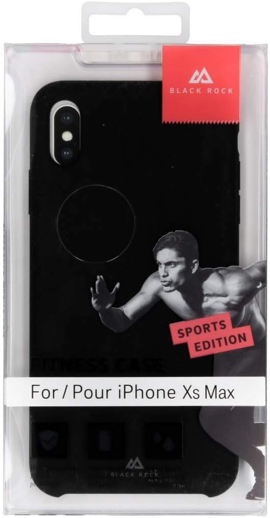Black Rock"Fitness" Protective Case for Apple iPhone Xs Max - Perfect Protection - Silicone - Ideal for Outdoor and/or Sports Activities - 180 Degree Protection - Black