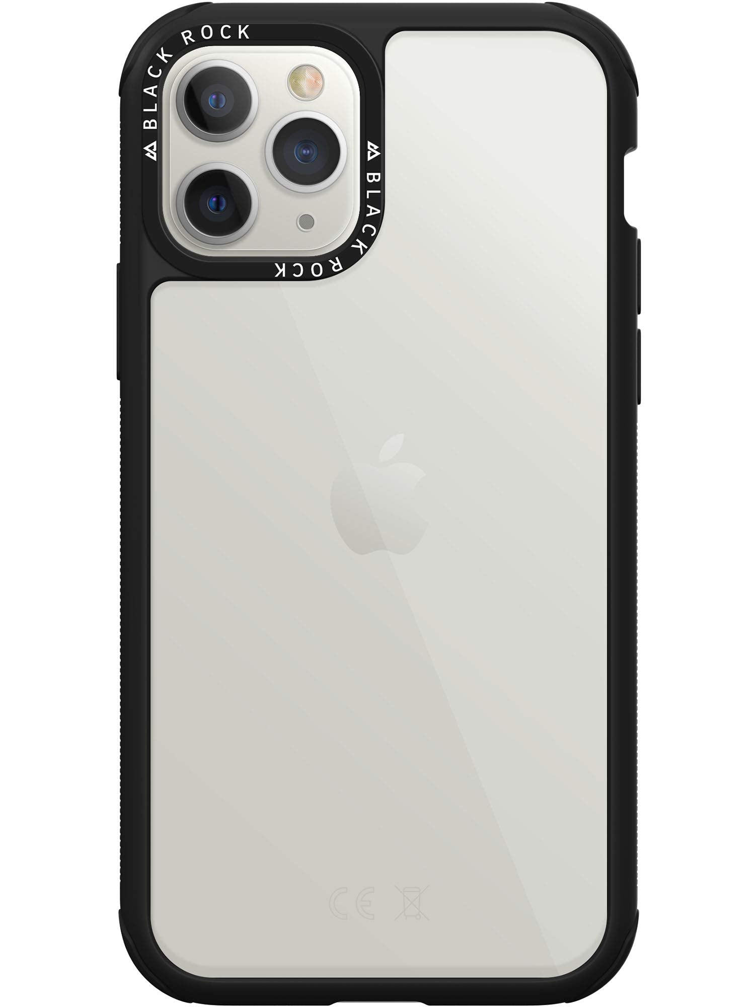 Black Rock - Robust Transparent Case for Apple iPhone 11 Pro, Camera Ring, Transparent, Frame (Black