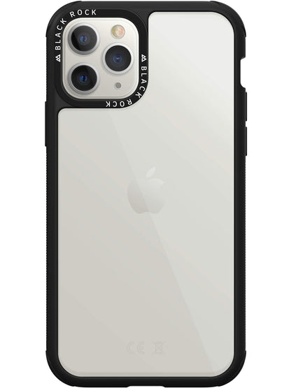 Black Rock - Robust Transparent Case for Apple iPhone 11 Pro, Camera Ring, Transparent, Frame (Black