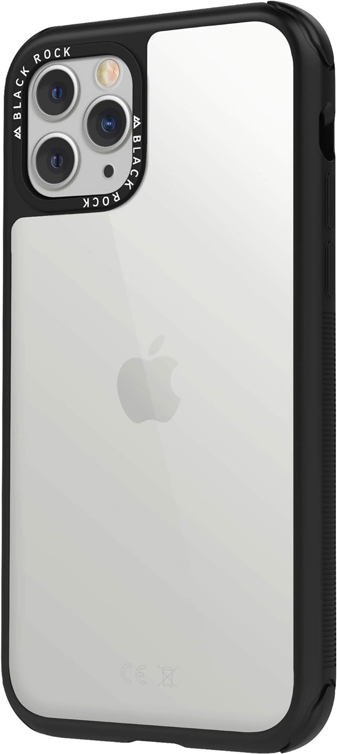 Black Rock - Robust Transparent Case for Apple iPhone 11 Pro, Camera Ring, Transparent, Frame (Black