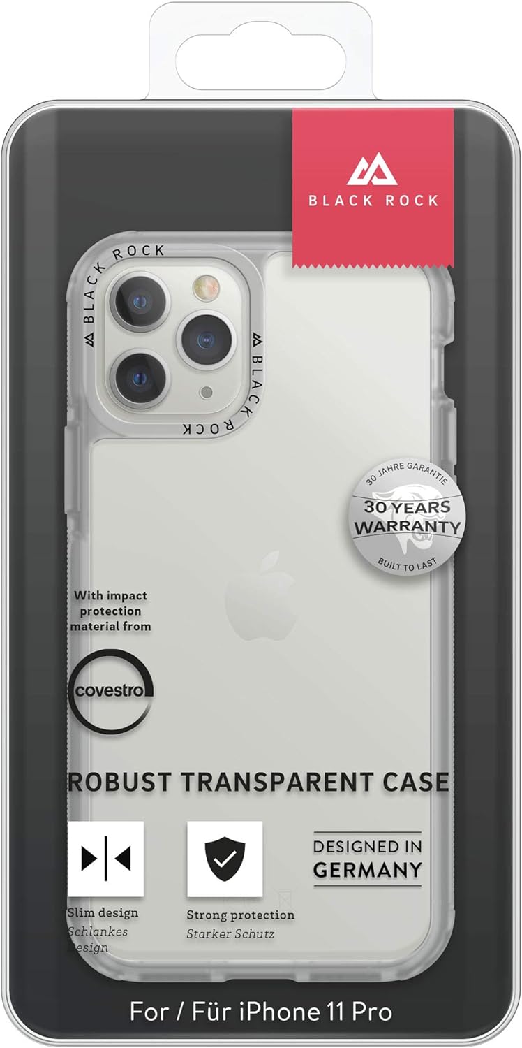 Black Rock Robust Transparent Protective Case for Apple iPhone 11 Pro, Plastic, Ideal for Outdoor and/or Sports Activities, 180 Degree Protection, Transparent