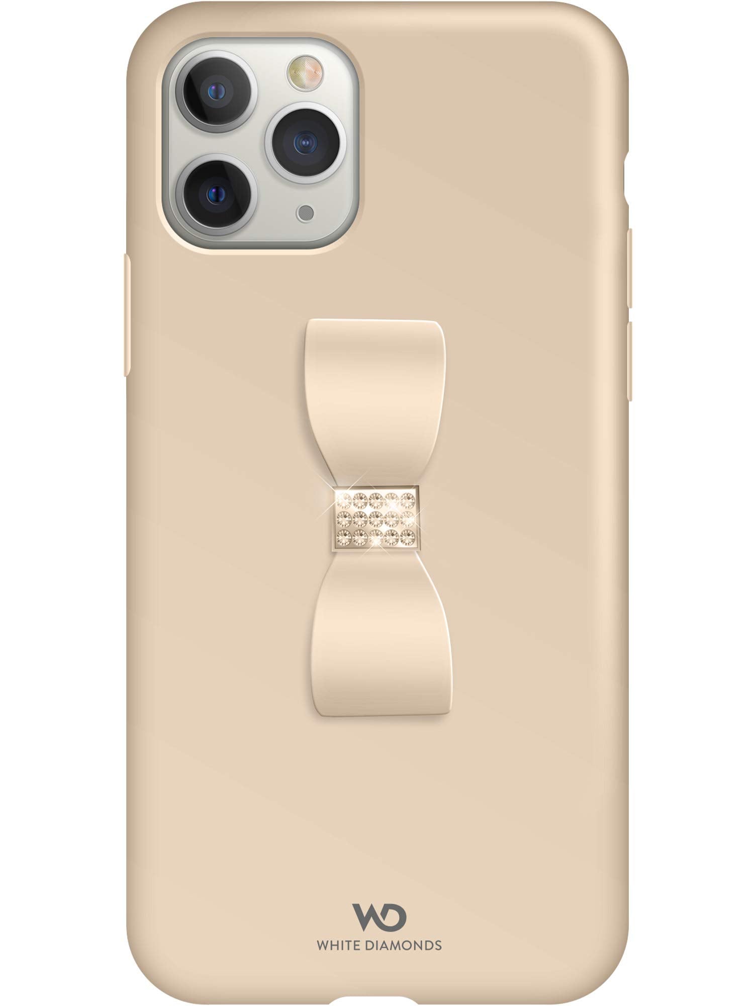 WHITE DIAMONDS - Bow Case for Apple iPhone 11 Pro | Finger Ring, Swarovski Crystals, Silicone Case, Thin (Rose Gold