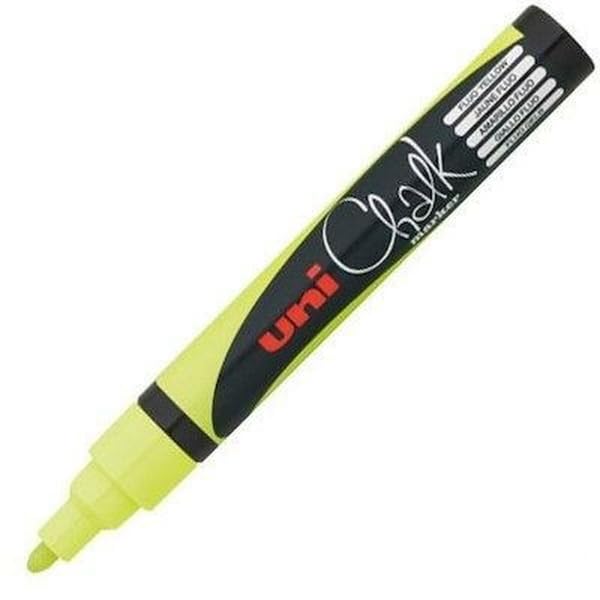 Uni-Ball Rotuladores de tiza líquida PWE-5M Amarillo (6 Piezas