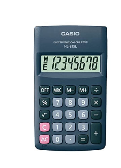 Casio HL-815L Pocket Calculator, 8-Digit Display with Square Root, Black