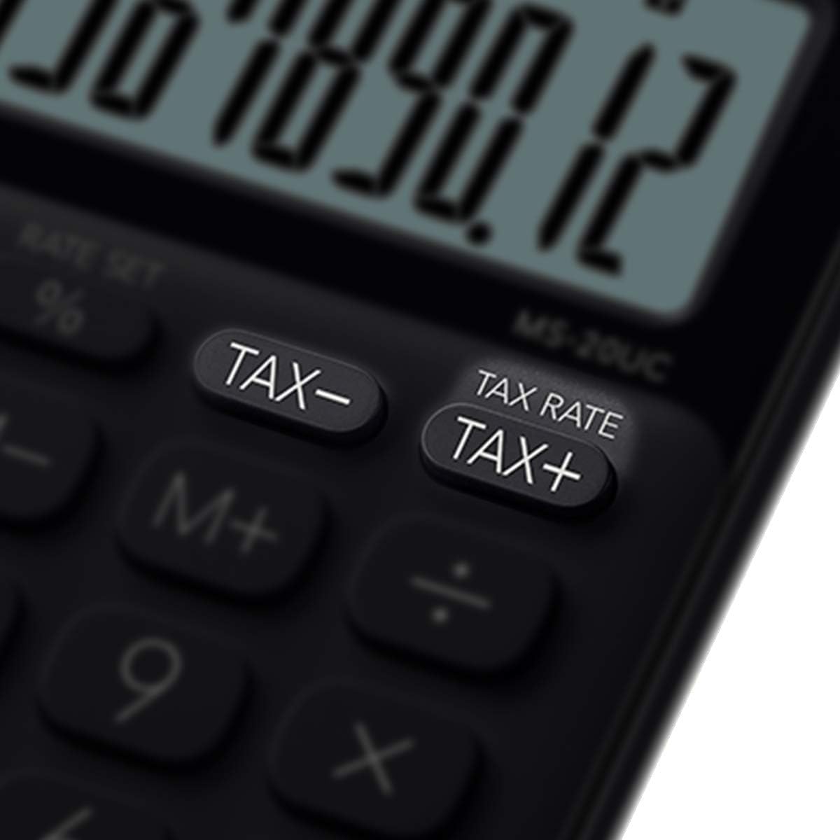 CASIO MS-20UC-LB 12 Digit Desk Calculator in Trendy Colours Tax Calculator Time Conversion Solar/Battery Operated