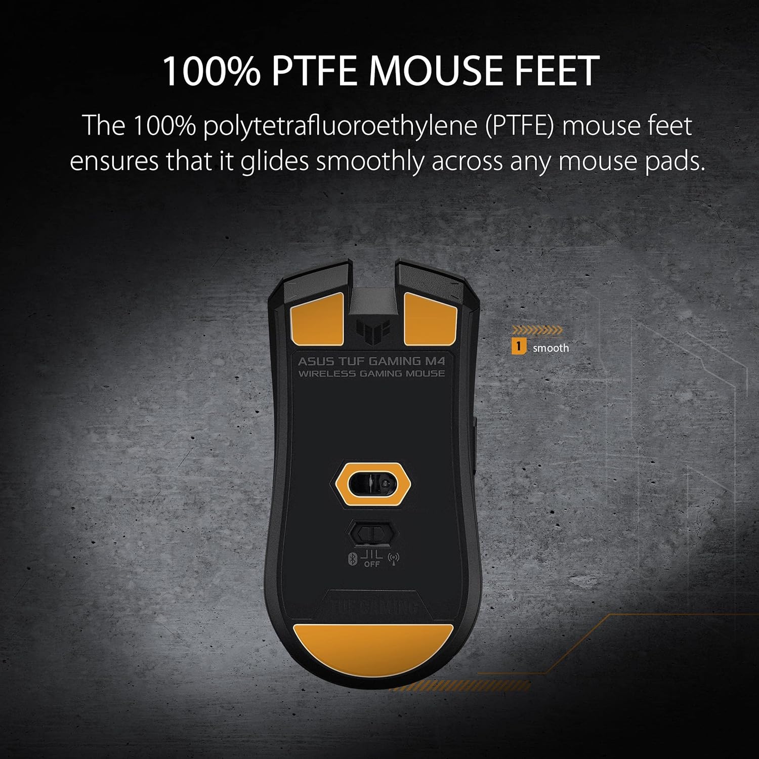ASUS TUF Gaming M4 Wireless Gaming Mouse, dual wireless modes - Bluetooth/RF 2.4 GHz, 12,000 DPI Optical Sensor, 6 Programmable Buttons, PBT top cover with ASUS Antibacterial Guard