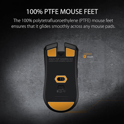 ASUS TUF Gaming M4 Wireless Gaming Mouse, dual wireless modes - Bluetooth/RF 2.4 GHz, 12,000 DPI Optical Sensor, 6 Programmable Buttons, PBT top cover with ASUS Antibacterial Guard