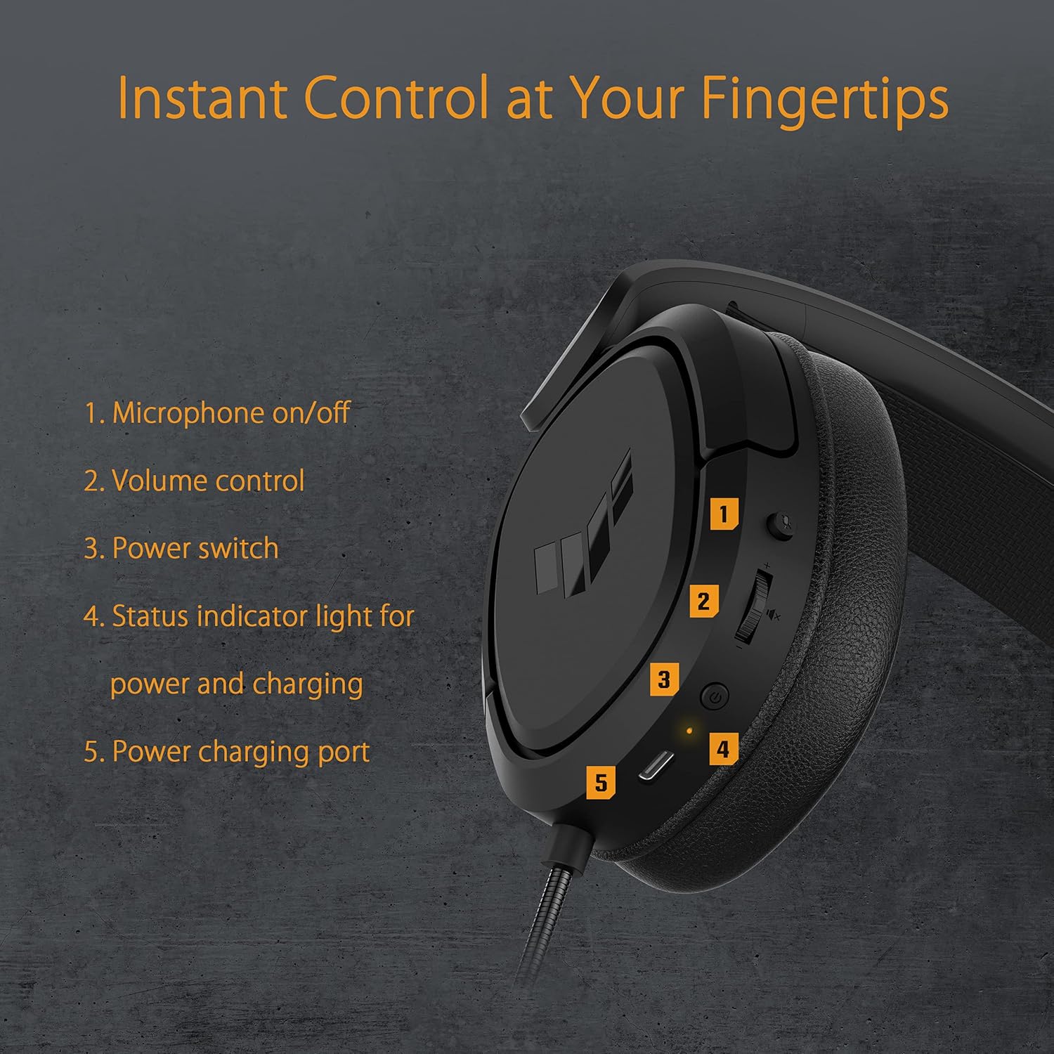 ASUS TUF Gaming H1 Wireless Headset (Discord Certified Mic, 7.1 Surround Sound, 40mm Drivers, 2.4GHz, USB-C, Lightweight, 15 Hour Battery Life, For PC, Mac, Switch, Mobile Devices, PS4, PS5)- Black