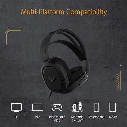 ASUS TUF Gaming H1 Wireless Headset (Discord Certified Mic, 7.1 Surround Sound, 40mm Drivers, 2.4GHz, USB-C, Lightweight, 15 Hour Battery Life, For PC, Mac, Switch, Mobile Devices, PS4, PS5)- Black