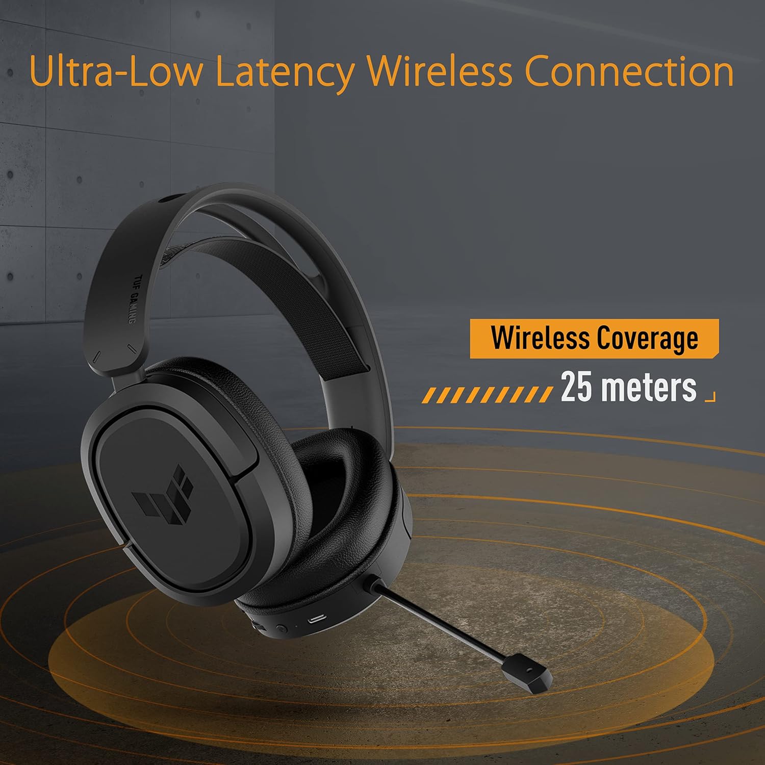ASUS TUF Gaming H1 Wireless Headset (Discord Certified Mic, 7.1 Surround Sound, 40mm Drivers, 2.4GHz, USB-C, Lightweight, 15 Hour Battery Life, For PC, Mac, Switch, Mobile Devices, PS4, PS5)- Black