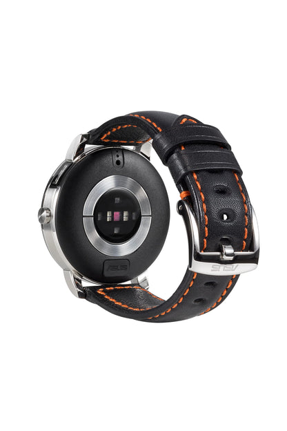 ASUS VivoWatch Band Replacement Strap, Compatible with VivoWatch 5, Leather, Easy Installation, Metal Buckle, Careful Design, Durable, Black with Orange Stitching