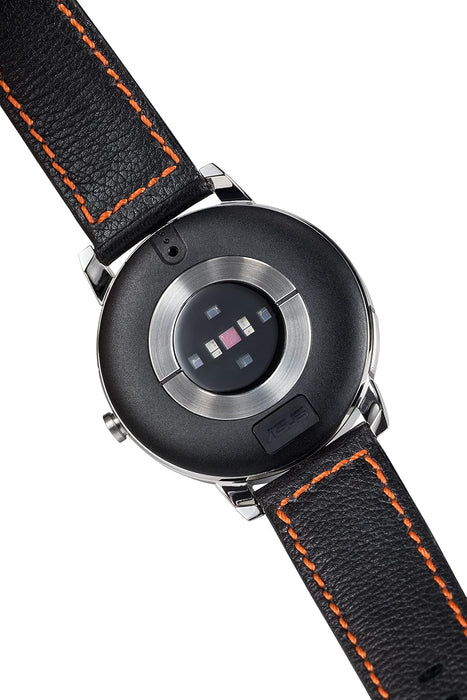 ASUS VivoWatch Band Replacement Strap, Compatible with VivoWatch 5, Leather, Easy Installation, Metal Buckle, Careful Design, Durable, Black with Orange Stitching