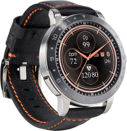 ASUS VivoWatch Band Replacement Strap, Compatible with VivoWatch 5, Leather, Easy Installation, Metal Buckle, Careful Design, Durable, Black with Orange Stitching