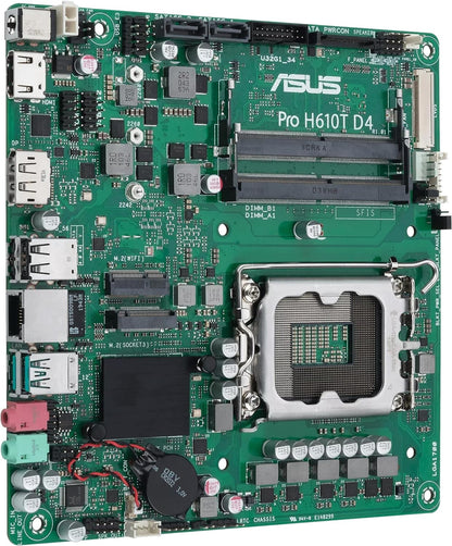 ASUS PRO H610T D4-CSM Thin mini-ITX H610 business motherboard with enhanced security, reliability, manageability and efficiency