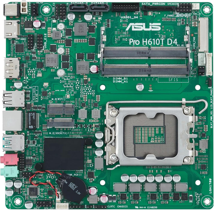 ASUS PRO H610T D4-CSM Thin mini-ITX H610 business motherboard with enhanced security, reliability, manageability and efficiency
