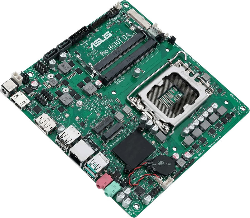 ASUS PRO H610T D4-CSM Thin mini-ITX H610 business motherboard with enhanced security, reliability, manageability and efficiency