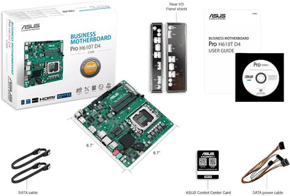 ASUS PRO H610T D4-CSM Thin mini-ITX H610 business motherboard with enhanced security, reliability, manageability and efficiency