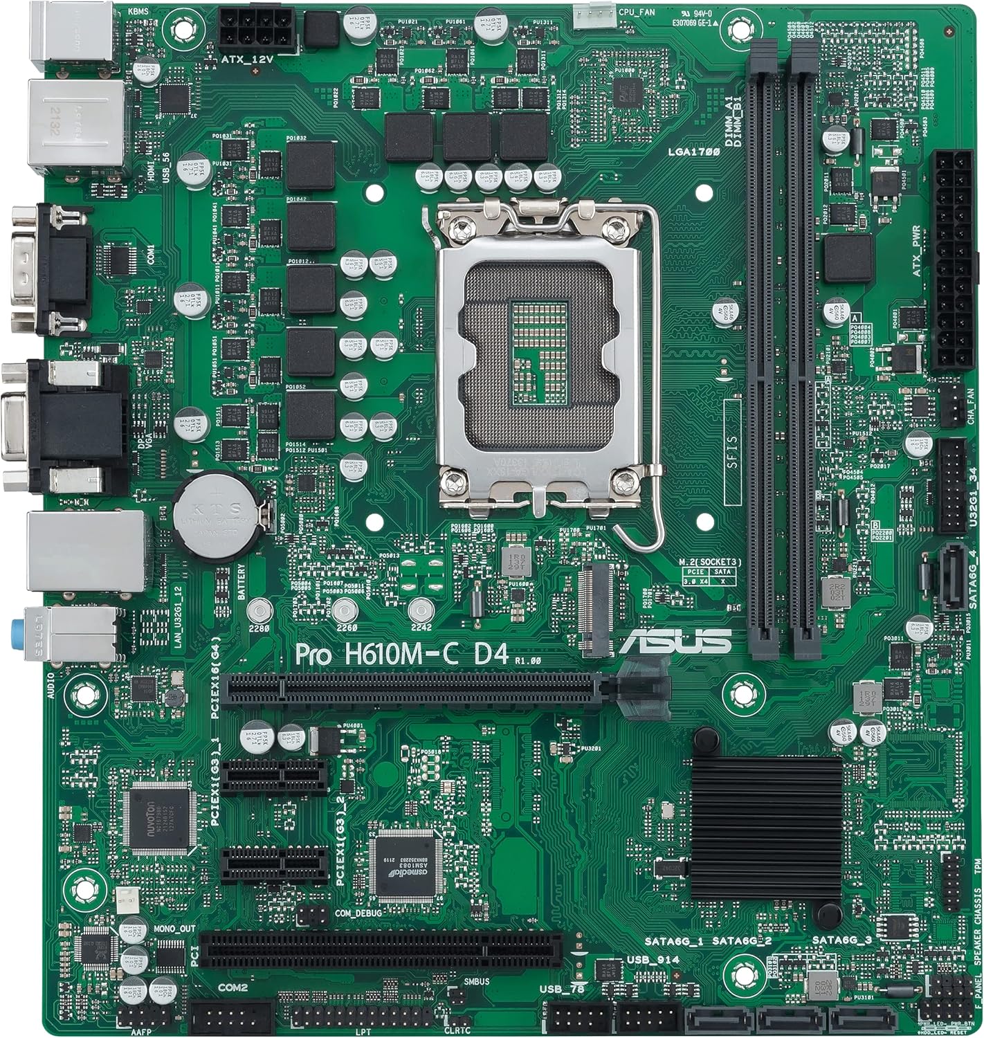 Asus PRO H610M-C D4-CSM - Corporate Stable Model, Intel H610, 1700, Micro ATX, 2 DDR4, VGA, HDMI, DP, PCIe4, 1x M.2