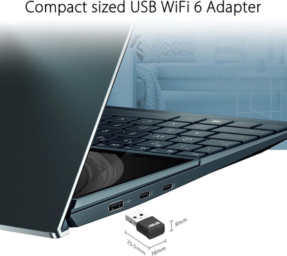 ASUS (USB-AX55 NANO AX1800 Dual Band WiFi 6 USB Adapter, OFDMA, MU-MIMO, WPA3 Security
