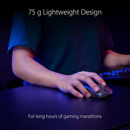 Asus ROG Keris Wireless AimPoint Gaming Mouse, Tri-mode connectivity (2.4GHz RF, Bluetooth, Wired), 36000 DPI sensor, 5 programmable buttons, ROG SpeedNova, Replaceable switches, Paracord cable, White