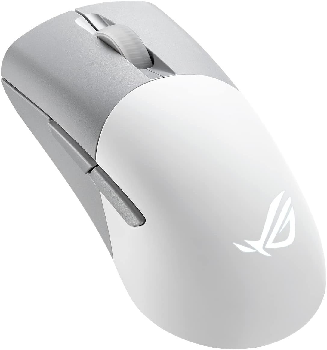 Asus ROG Keris Wireless AimPoint Gaming Mouse, Tri-mode connectivity (2.4GHz RF, Bluetooth, Wired), 36000 DPI sensor, 5 programmable buttons, ROG SpeedNova, Replaceable switches, Paracord cable, White