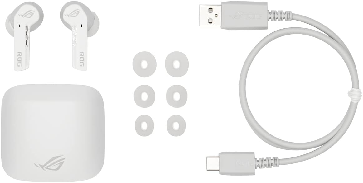 ASUS ROG Cetra True Wireless Gaming Headphones (Low-Latency Bluetooth Earbuds, Active Noise Cancelation, 27-Hour Battery Life, IPX4 Water Resistance, Wireless Charging) - Moonlight