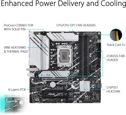 ASUS PRIME B760M-A WiFi D4 Intel LGA 1700, 4 x DIMM DDR4, 1 x Display Port, 2 x HDMI Ports