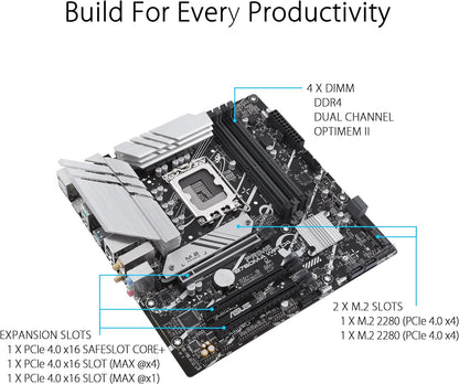 ASUS PRIME B760M-A WiFi D4 Intel LGA 1700, 4 x DIMM DDR4, 1 x Display Port, 2 x HDMI Ports