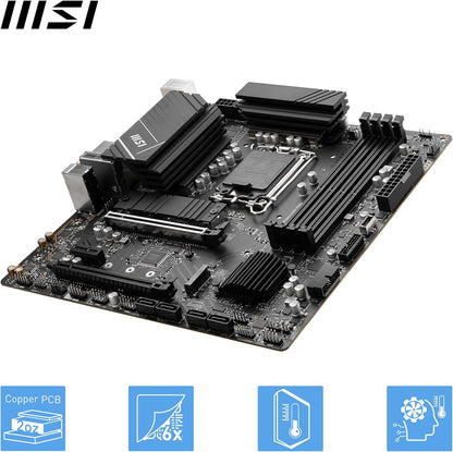 MSI PRO B760M-A WIFI DDR4 Motherboard, Micro-ATX - Supports Intel 12th & 13th Gen Core Processors, LGA 1700 - DDR4 Memory Boost 5333+MHz/OC, PCIe 4.0 x16 Slots, M.2 Gen4 Slots, 2.5G LAN, Wi-Fi 6E