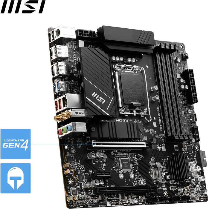 MSI PRO B760M-A WIFI DDR4 Motherboard, Micro-ATX - Supports Intel 12th & 13th Gen Core Processors, LGA 1700 - DDR4 Memory Boost 5333+MHz/OC, PCIe 4.0 x16 Slots, M.2 Gen4 Slots, 2.5G LAN, Wi-Fi 6E
