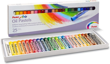 Pentel Arts Oil Pastels, Assorted colours, 3 pack of 25 sticks
