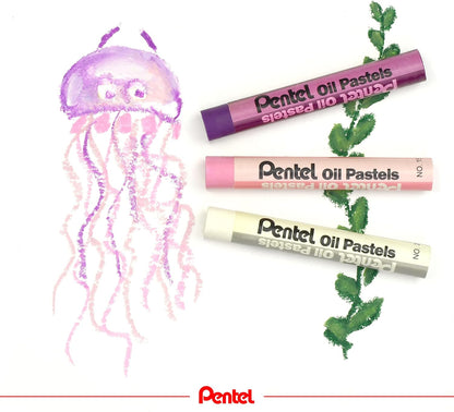 Pentel Arts Oil Pastels, Assorted colours, 3 pack of 25 sticks