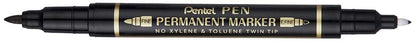 Marcador permanente con dos puntas. Color negro.