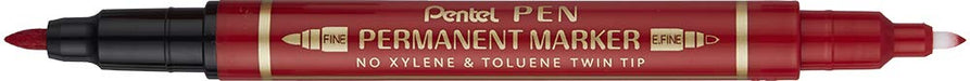 Marcador permanente con dos puntas. Color rojo.