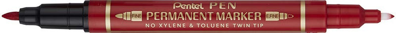 Marcador permanente con dos puntas. Color rojo.