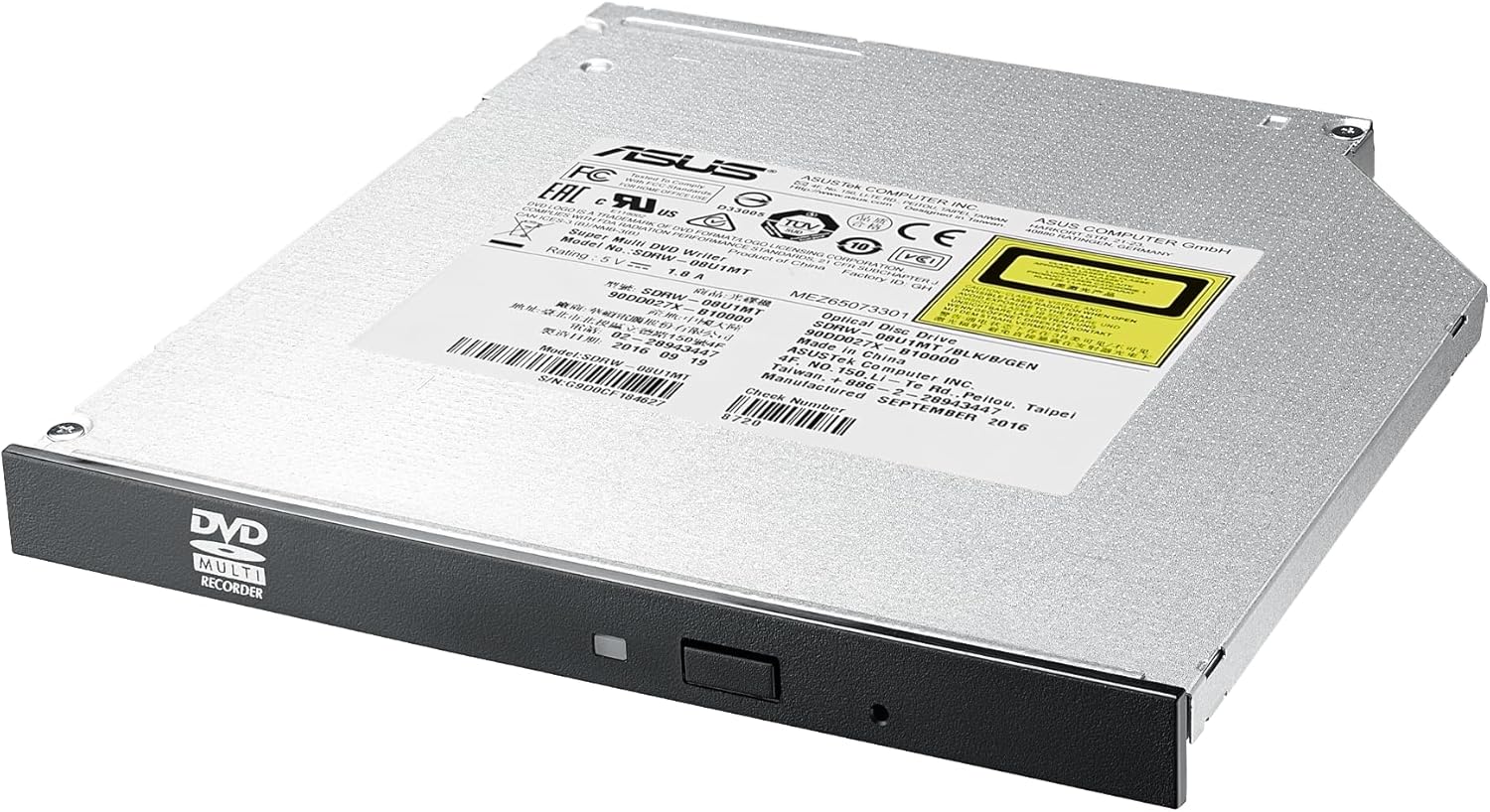 ASUS SDRW-08U1MT internal slim 8X DVD writer(BULK), 9.5 mm with bezel, M-DISC support, E-Green, E-Media