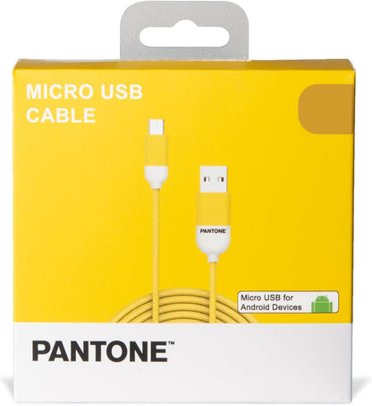 Celly PTMC0015Y Pantone Micro USB 2.0 Cable, 2.4A Output, 1m Length