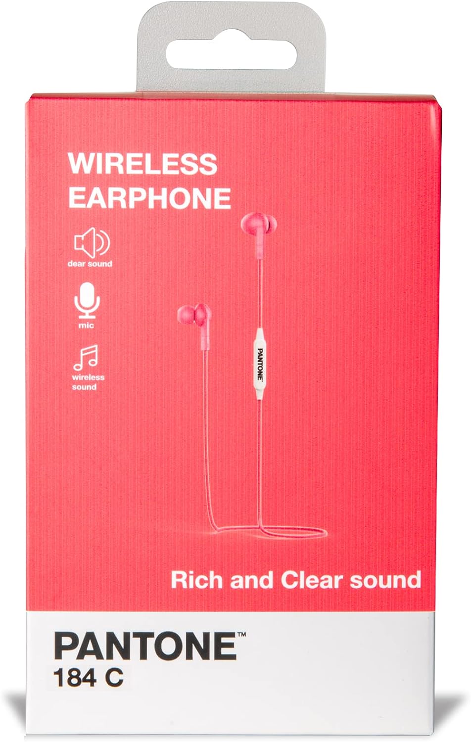 Celly PTWE001P Pantone Earphones, Bluetooth, In Ear, 1.2M Length, 3.5mm Jack, Drop Caps