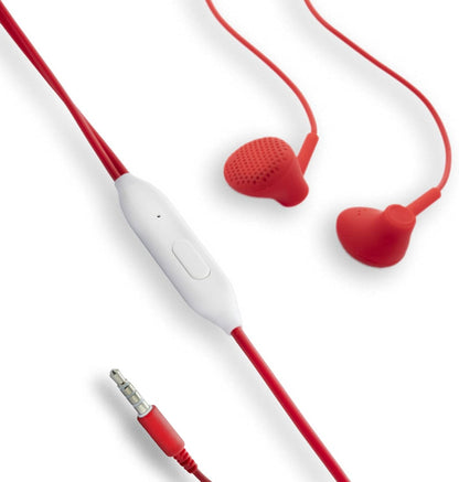 Pantone Celly, Line in-Ear Headphones with Drop Capsules, Remote Control and Built-in Microphone, Cable Length 1m, 3.5mm Jack Connector, Red
