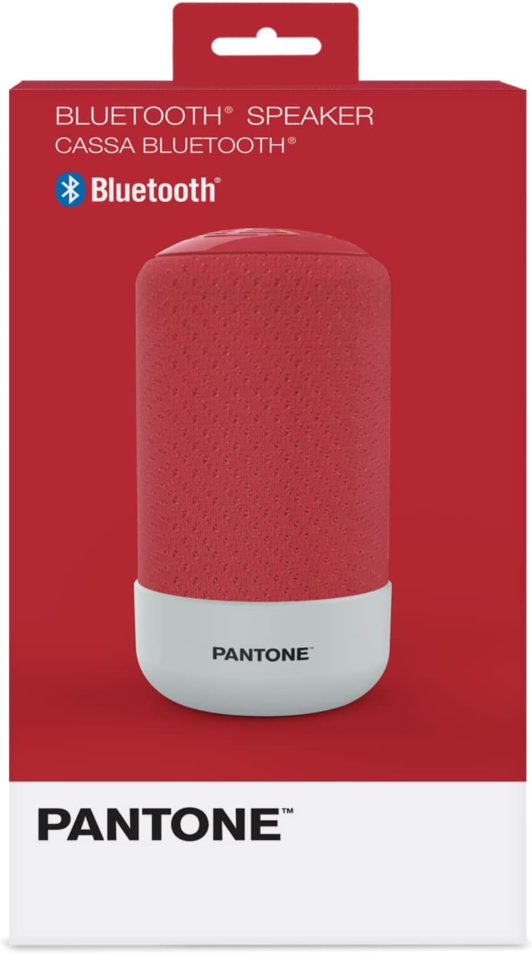Pantone Celly, Speaker Wireless Linea, Cassa con Tecnologia Bluetooth 5.0, Potenza Output 5W, Fino a 10 Ore di Riproduzione, Speaker Portatile con Controllo da Remoto, Porta Jack 3.5 mm, Red