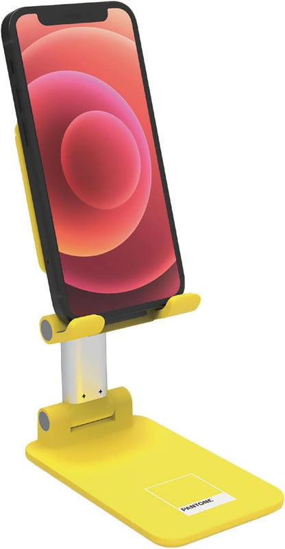 ESPRINET Pantone Desktop Mobile Device Holder Yellow Universal and Non-Slip Holder Head for Smartphones and Tablets up to 12 Inches Robust Base and Sturdy Stand