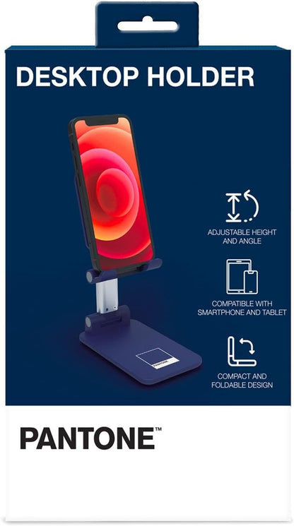 ESPRINET Pantone Desktop Holder Mobile Device Navy | Universal and Non-Slip Holder Head | for Smartphones and Tablets up to 12 Inches | Robust Base and Sturdy Stand