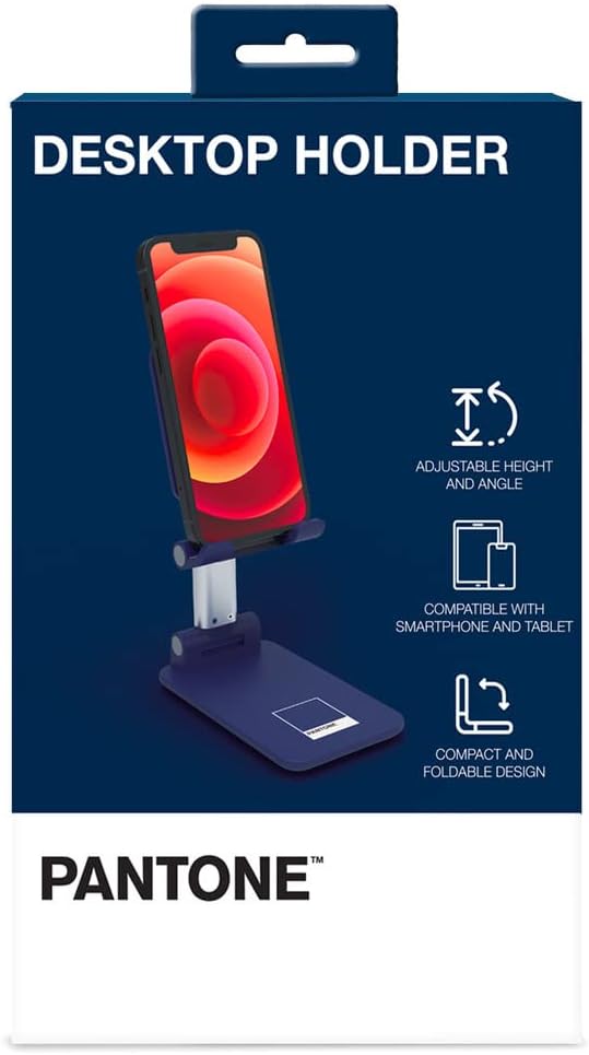 ESPRINET Pantone Desktop Holder Mobile Device Navy | Universal and Non-Slip Holder Head | for Smartphones and Tablets up to 12 Inches | Robust Base and Sturdy Stand