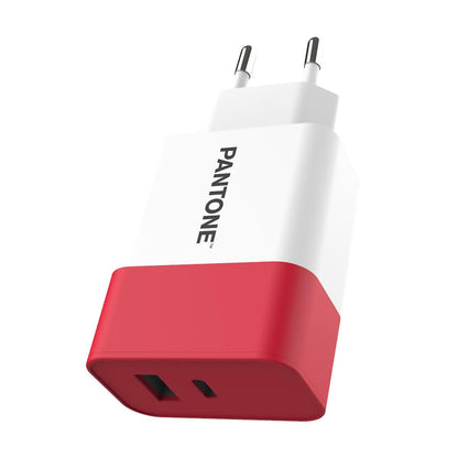 PANTONE CARGADOR RED USBA USBC Rojo