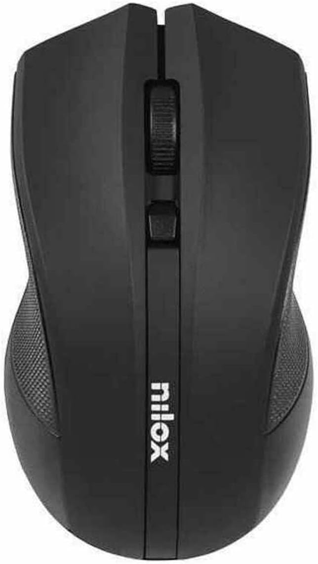 Nilox, Mouse Ottico Wireless 1600 Dpi, Ergonomico con 3 Dpi Regolabili, Ricezione Fino a 10 Metri, Compatibile con Windows, Mac e Linux, Nero