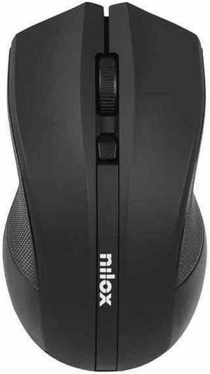Nilox, Mouse Ottico Wireless 1600 Dpi, Ergonomico con 3 Dpi Regolabili, Ricezione Fino a 10 Metri, Compatibile con Windows, Mac e Linux, Nero