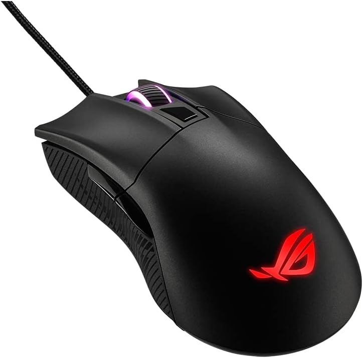 ASUS ROG Gladius II Core Lightweight, Ergonomic, Wired Optical Gaming Mouse with 6200-DPI Sensor, ROG-Exclusive Switch-Socket Design and Aura Sync Lighting